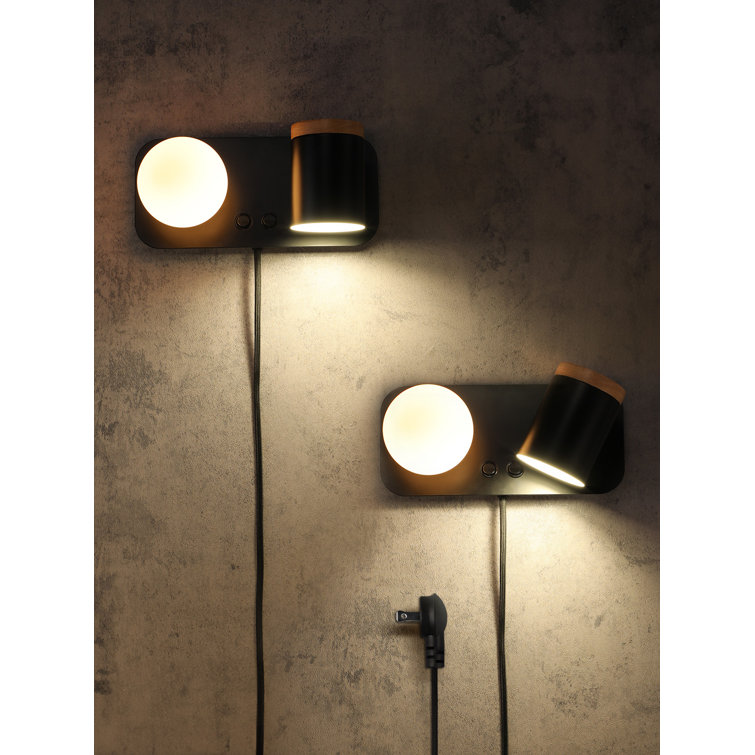 Dual-head Wall Mounted Reading Lights, Plug-in Wall Sconces, Bulb Not Included