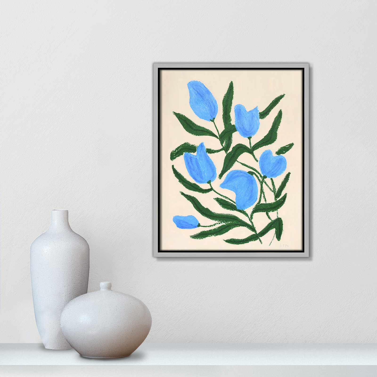 Blue Tulips Print by Camilla Bergqvist, Silver, 15.5" H x 12.5" W