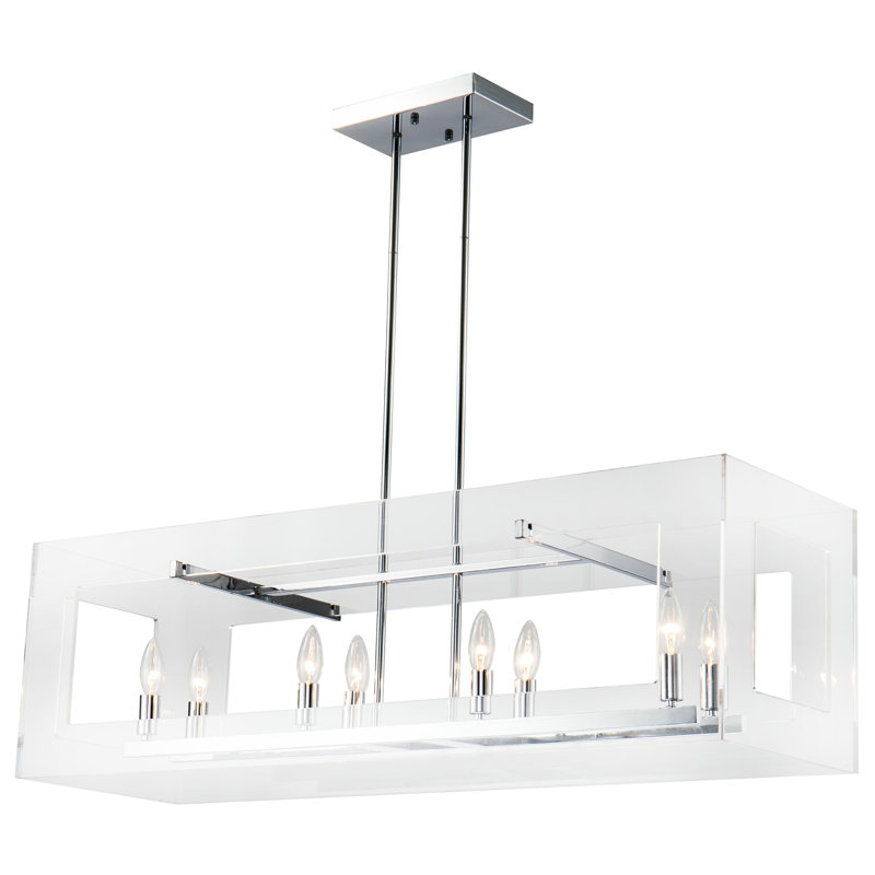 Luminaire suspendu rectangulaire en acrylique 8 lumières Transitional