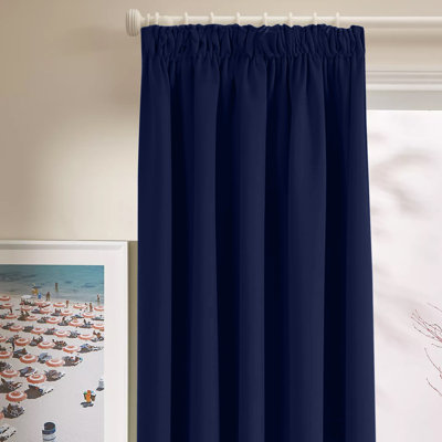 Blackout Pencil Pleat Curtain Single Panel 66x84" Thermal 100% Room darkening Bedroom 