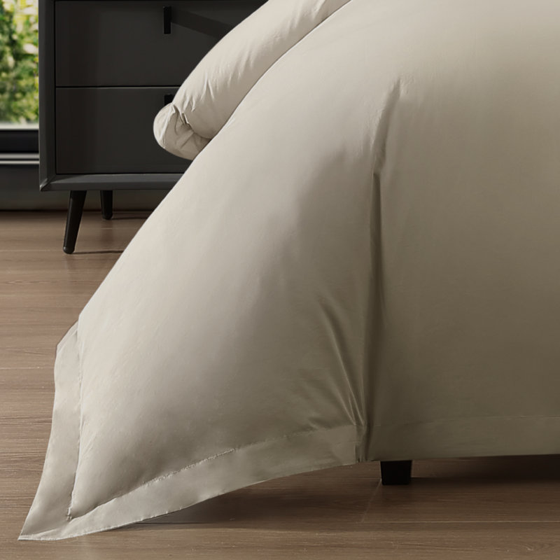 Ultra Percale Duvet Cover Set, Queen Duvet Cover + 2 Standard Shams, Tan