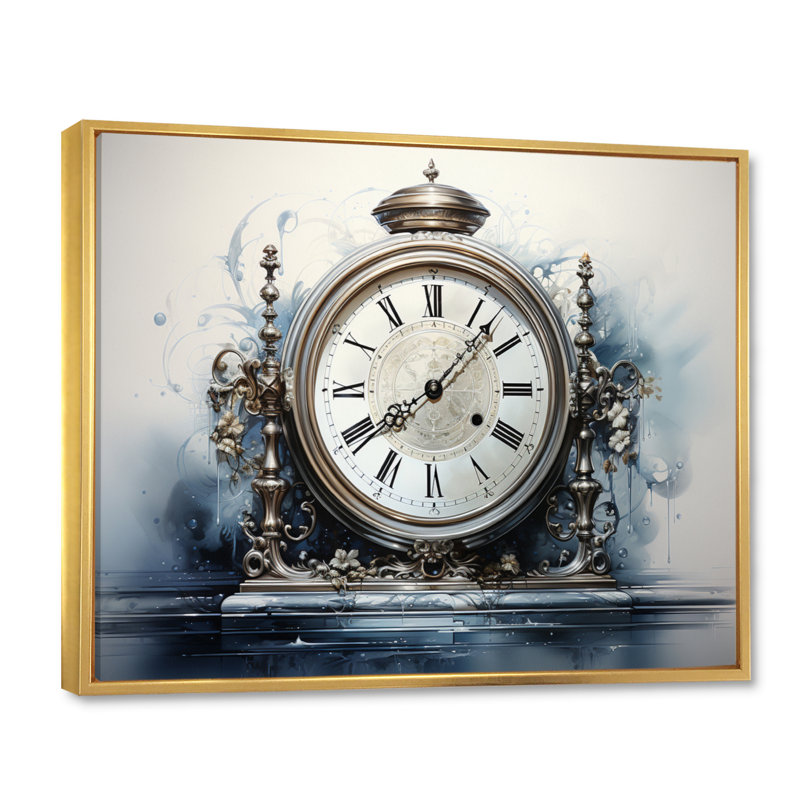 Horloge, reflets intemporels - impression, Cadre flottant doré, H 12 po x l 20 po x P 1 po