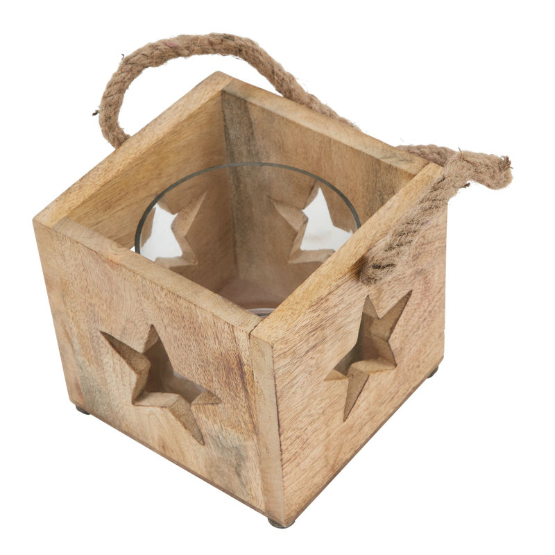 Glass Tabletop Tealight Holder, 14cm H x 14cm W x 14cm D