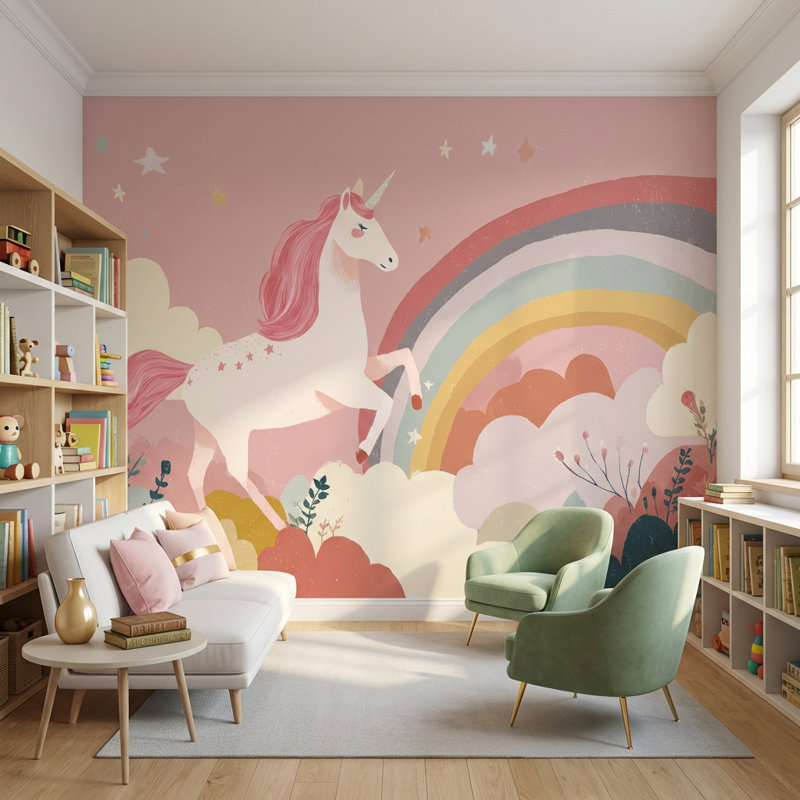 Papier peint fantaisie licorne, 120 po x 96 po, Peel and Stick
