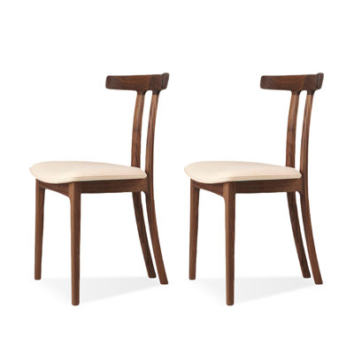 Walnut Solid back side Chair(Set of 2)