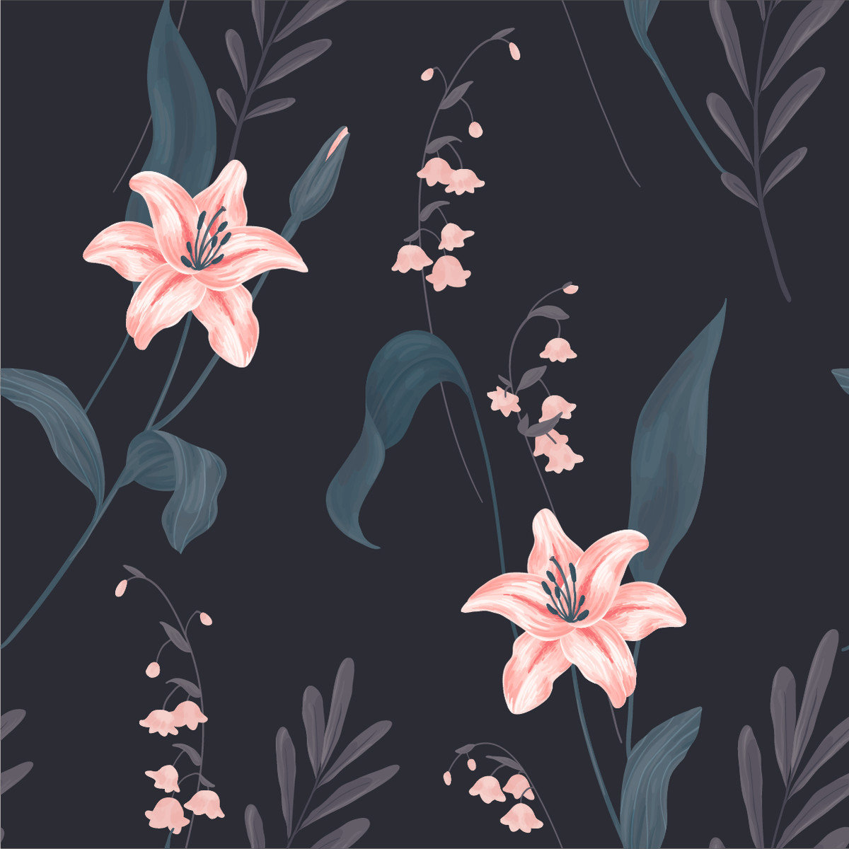 Red Barrel Studio Dark Wallpaper With Pink Flowers Peel And Stick And ...