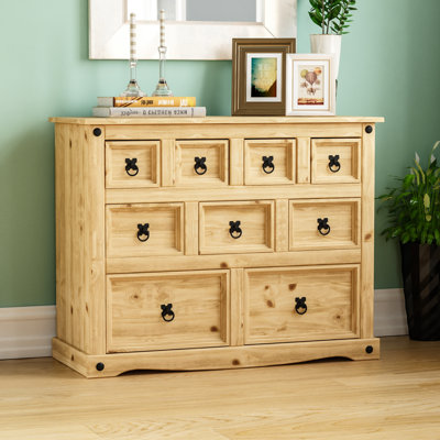 Harold Solid Wood 95cm W 9 - Drawer Chest of Drawers
