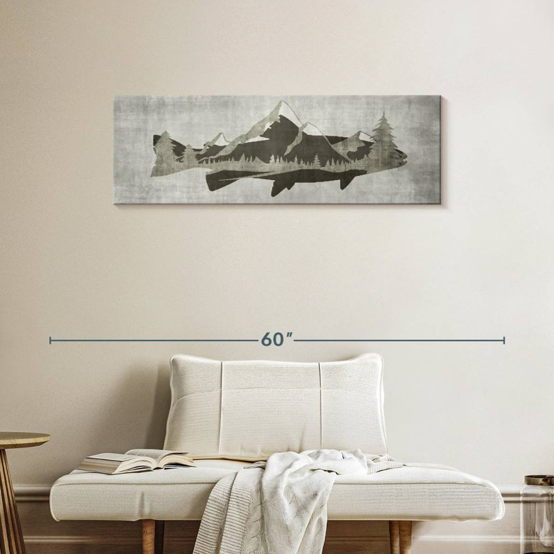Impression sur toile Mountain Trout I, H 14 po x l 42 po x P 1,25 po
