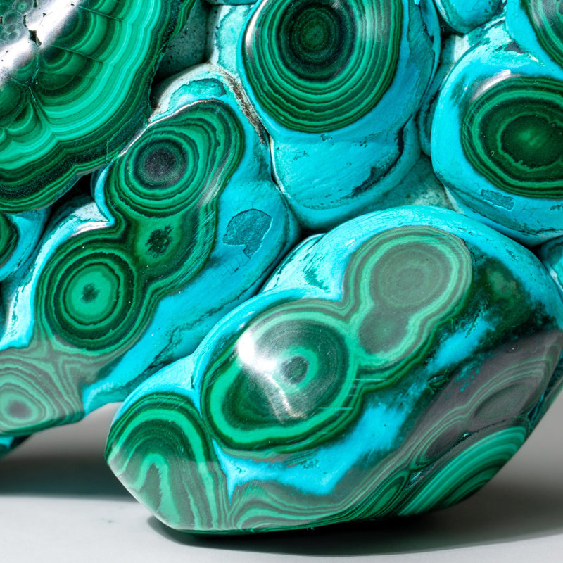 Chrysocolla with Malachite Polished Stone from Democratic Republic of the Congo, 1.25" H x 2.25" W x 4" D