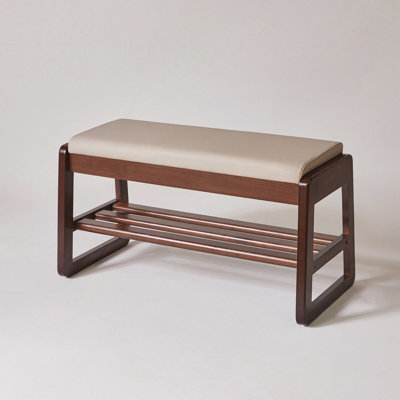 Lift-Top Shoe Storage Bench with Vegan Leather Seat & Tiered Shelves