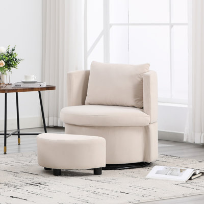 Upholstered Barrel Upholstered Chair with Ottoman Upholstered Barrel Upholstered Chair with Ottoman