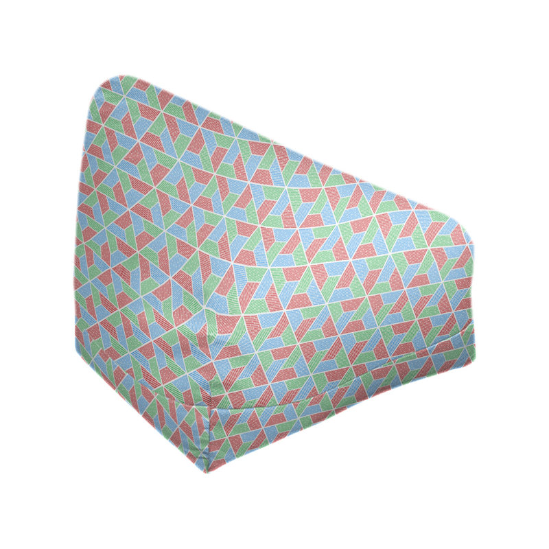 Fauteuil à billes Leffel, Pouf fauteuil, H 27 po x L 30 po x P 25 po, Bleu ciel/rose chaud/vert clair