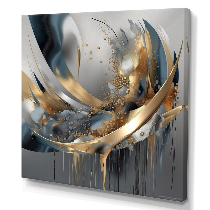 Abstract shapes and infinity lines  I - Abstract Shapes Wall Art Decor, Wrapped Canvas, 36" H x 36" W
