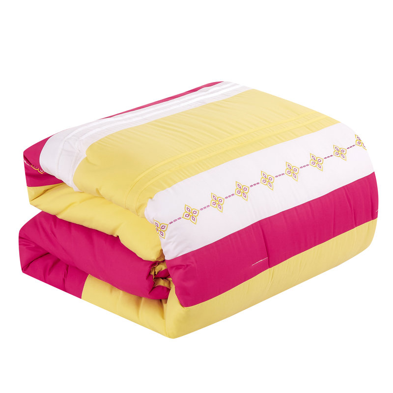 Ensemble d'édredon 7 pièces 7 pièces, Grand édredon et 6 pièces supplémentaires, Rose / Jaune