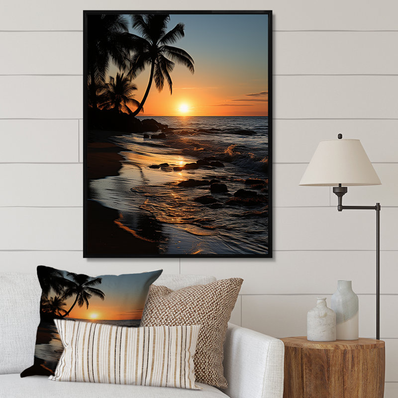 «Miami Sunrise Magic I», reproduction sur toile, H 20 po x l 12 po x P 1 po, Cadre flottant noir