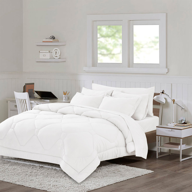  Ensemble d'édredon 8 pièces avec draps toutes saisons dans un sac, Blanc, Édredon très grand + 7 pièces supplémentaires