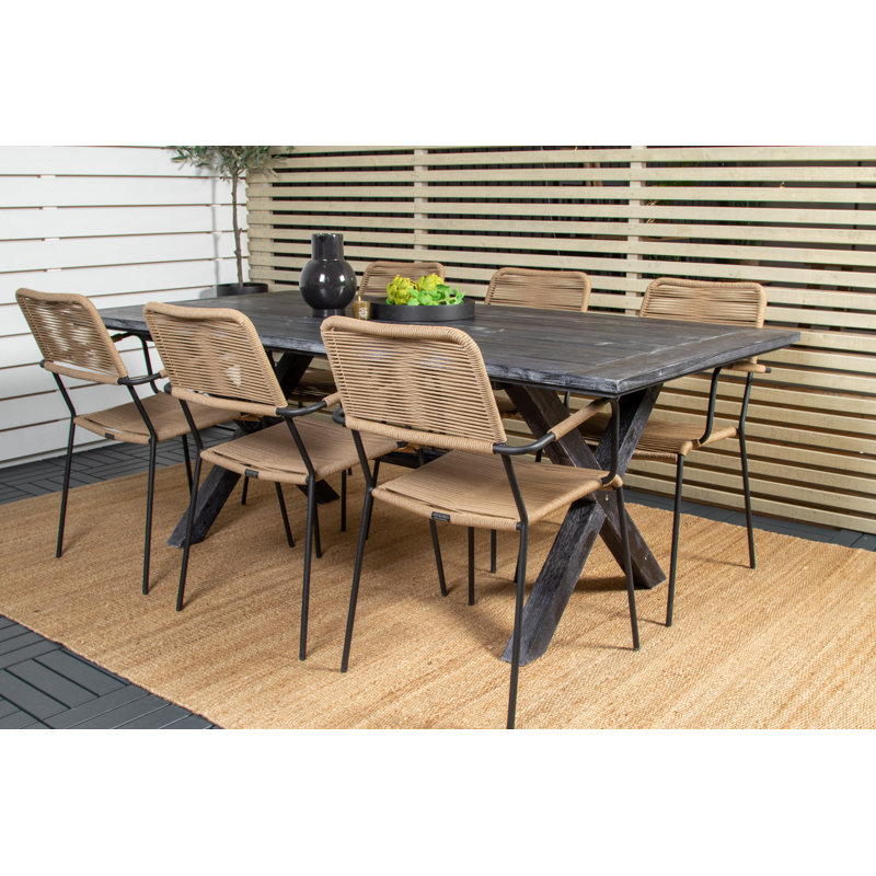 Jayce 6 - Person Acacia Solid Wood Dining Set