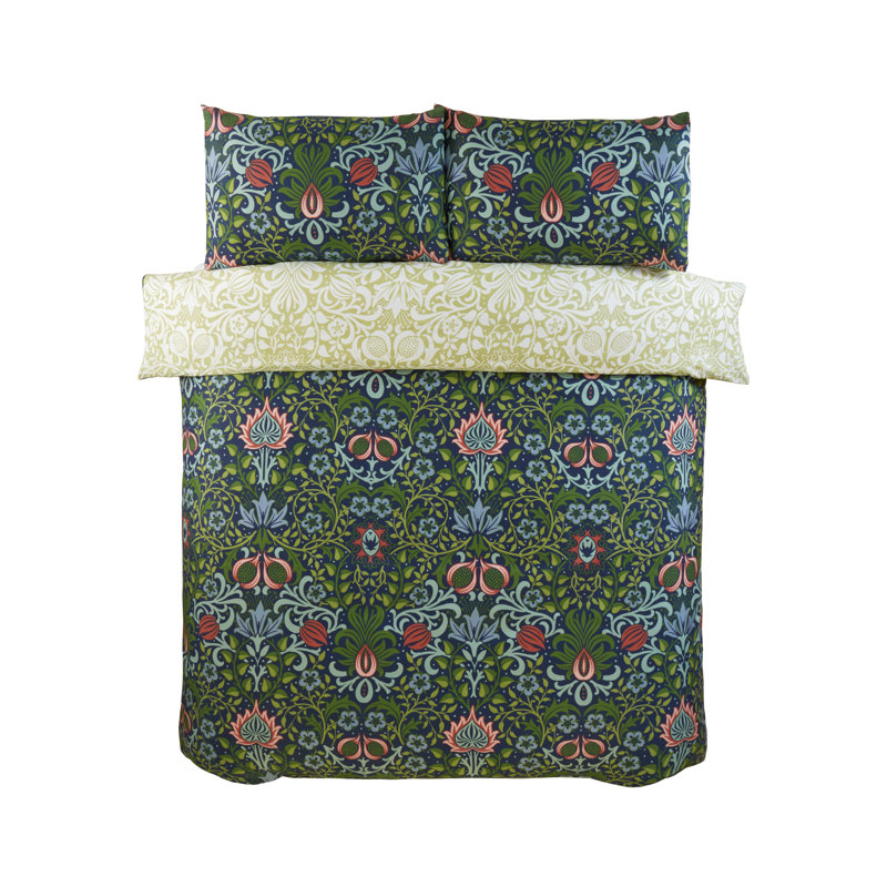 Marlow Home Co. HERITAGE FLORA Floral Duvet Cover Set with Pillowcases, Single, Navy, 2