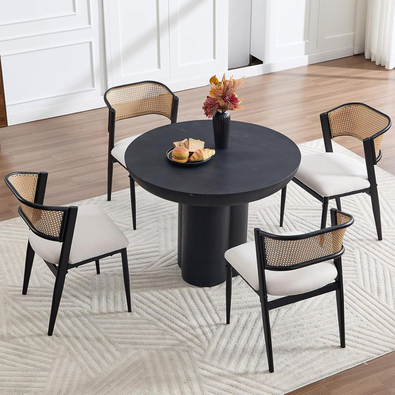 Upholstered Dining Chair, Black, Black