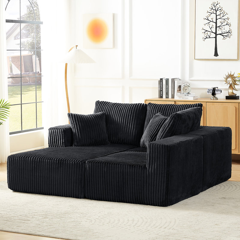 Modern Corduroy 4 - Seater Deep Seat Modular Sectional Cloud Couch For Living Room And Spot, Corduroy, No Assembly, Dark Grey Apartment Family Gathering Space, Fabric,