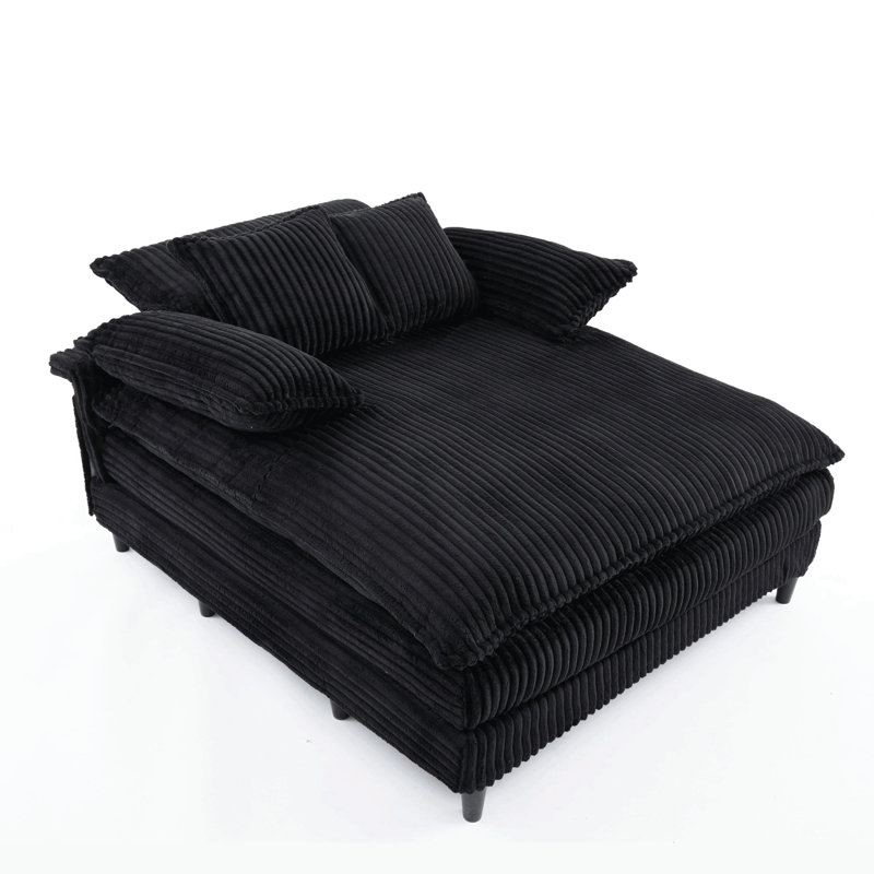 54.75" W Oversized Chaise Lounge Chair, Black