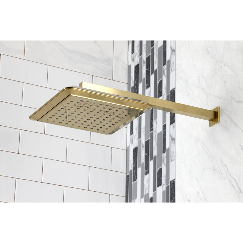 Kingston Brass Shower Scape 9-5/8-Inch Square Raindrop ABS Shower Head with 15-3/4-Inch Shower Arm, Brushed Brass