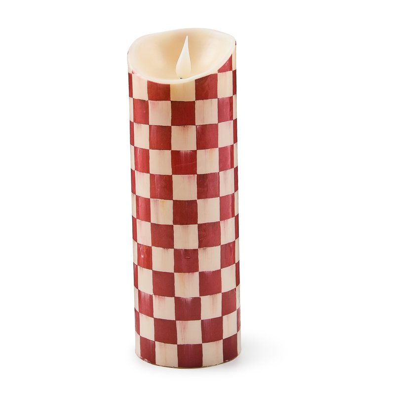 Check Flameless Pillar Candle, Mocha, 9" x 3" Flameless