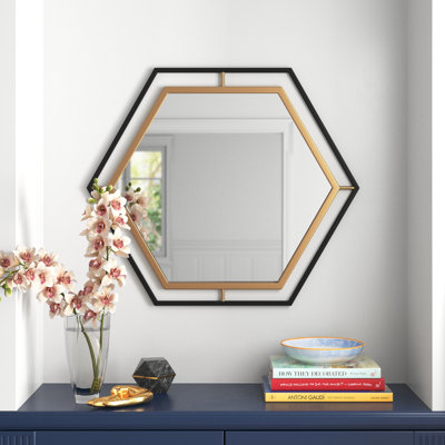 Hexagon 2-Tone Metal Framed Wall Mirror