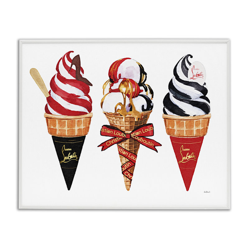 Giclée encadrée de cônes de glace rouges et noirs, design par Amanda Greenwood, H 24 po x l 30 po