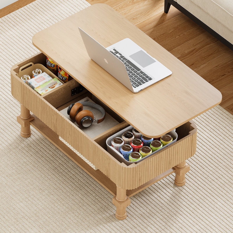 Table basse à plateau relevable Farmhouse, Naturel