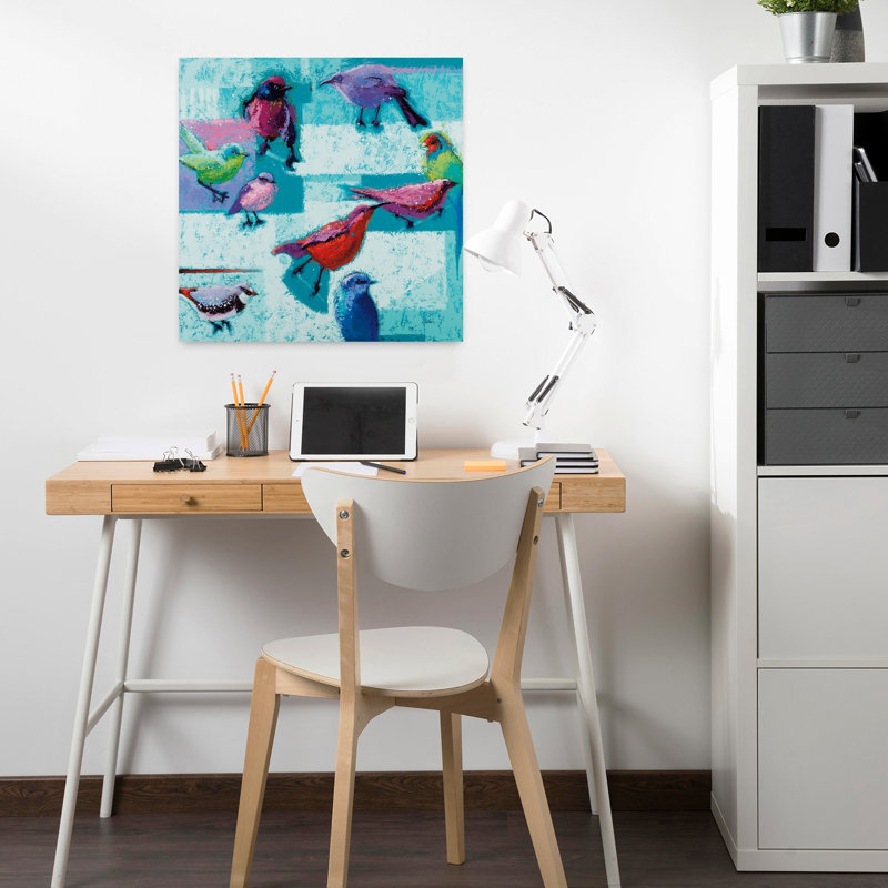 Art d'oiseau contemporain abstrait Odd Flock, H 18 po x l 18 po