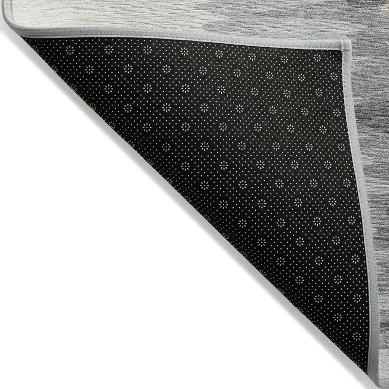 Tapis intérieur noir lavable abstrait 8 pi x 10 pi