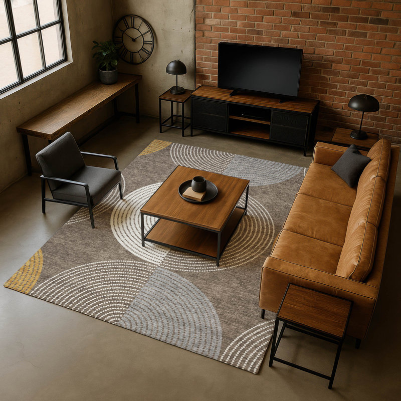 Premium Machine Washable Mayfield AMF2281 Geometric Rug, 2'6" x 3'10", Brown
