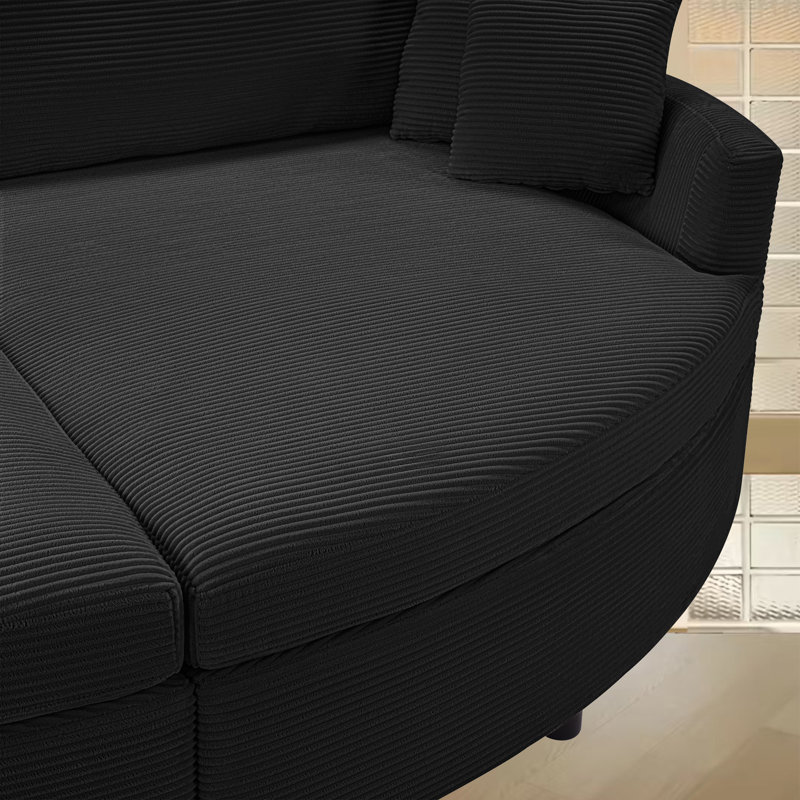 Canapé-lit double en chenille 102,3 po noir, ports USB et siège profond, sans assemblage, Noir