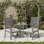 Ensemble de 4 chaises de patio en aluminium toutes saisons de 23 po avec coussins gris épais et structure grise