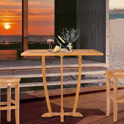 Addilyn Rectangular Teak Outdoor Bar Table