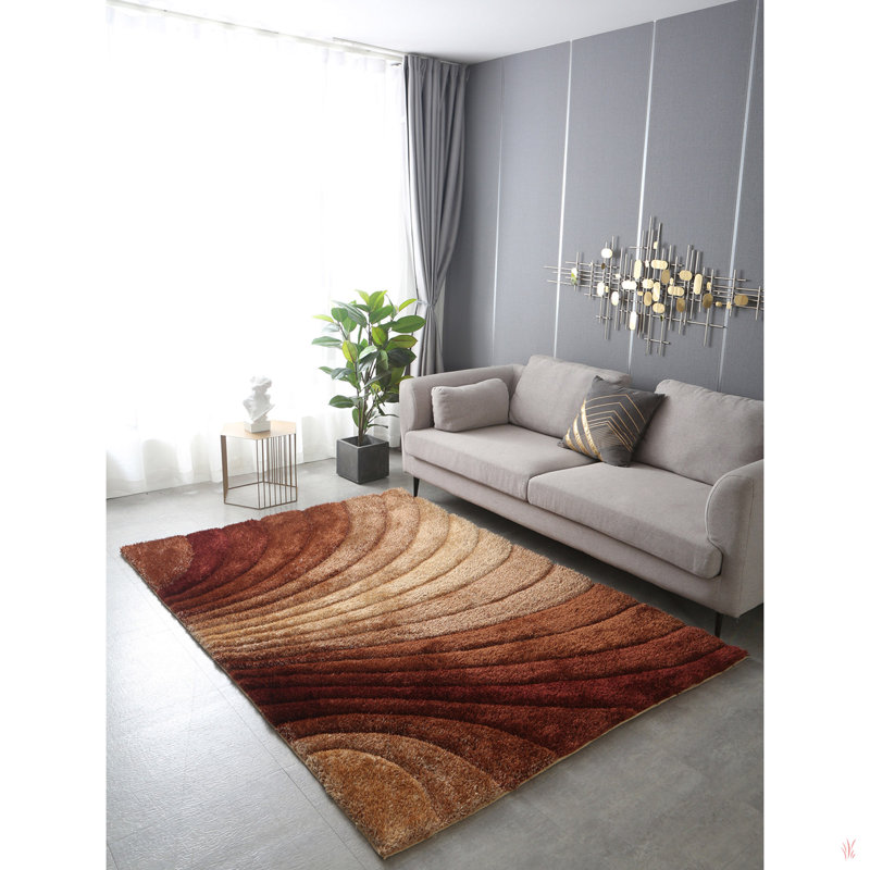 Tapis 3D à poils longs touffeté à la main, Rectangulaire 2 pi x 3 pi