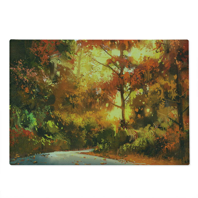 Ambesonne Scenery Cutting Board Large Size Autmn Leaf Tree Forest Orange Yellow
