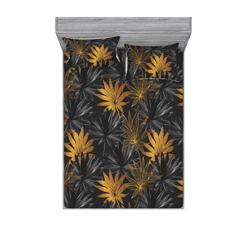 Drap-housse et taies décoratives 3 pièces Ambesonne, Ensemble de draps pour lit double avec 2 taies d'o