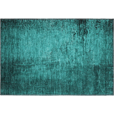 Cerrito AMF554 Machine Washable Premium Teal Area Rug