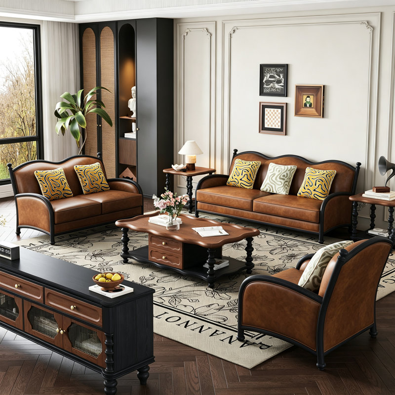 American-style luxury leather sofa