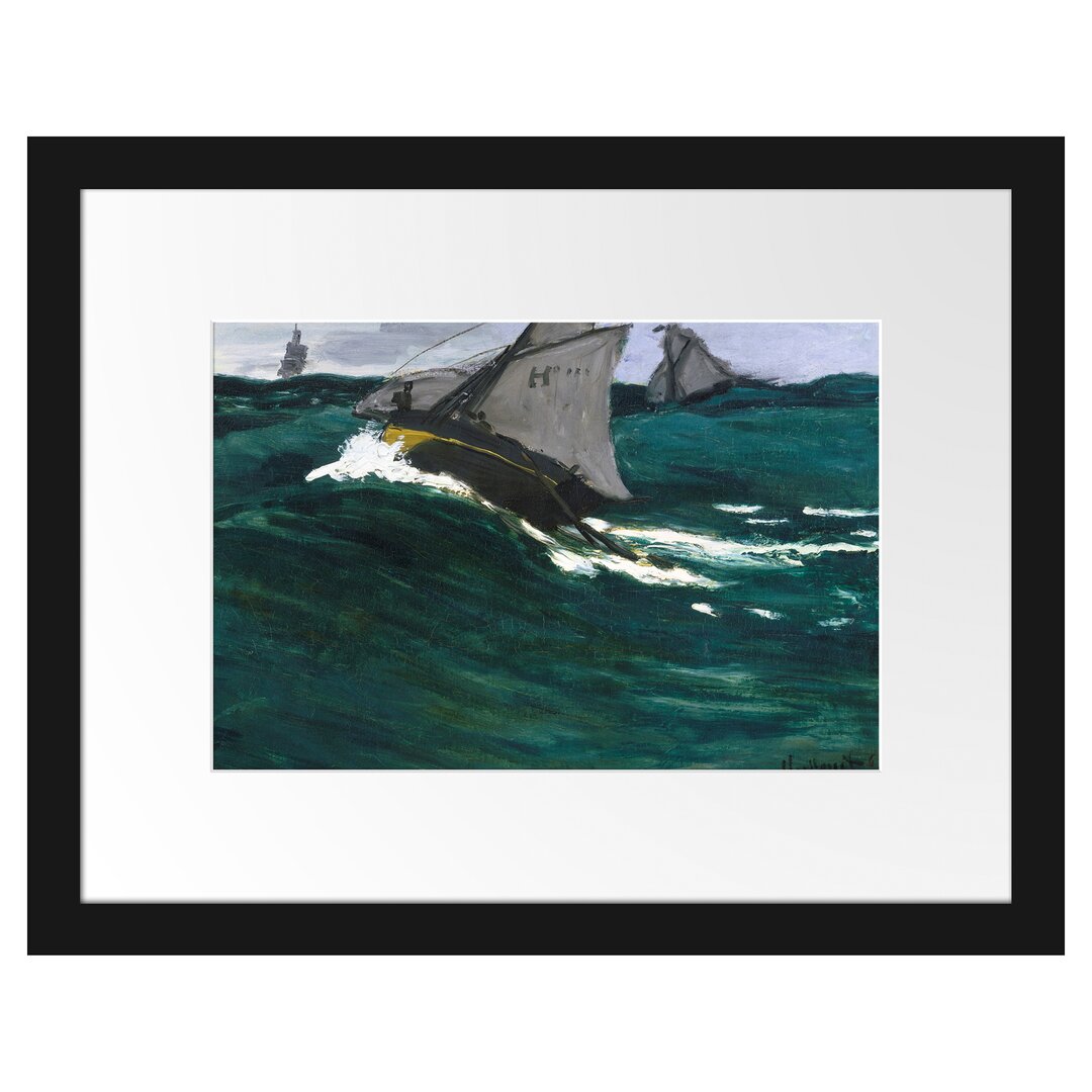 Gerahmter Kunstdruck The Green Wave von Claude Monet