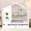 Lit de maison en bois avec 2 tiroirs, lit pour enfant avec tablette de rangement,-1366908962