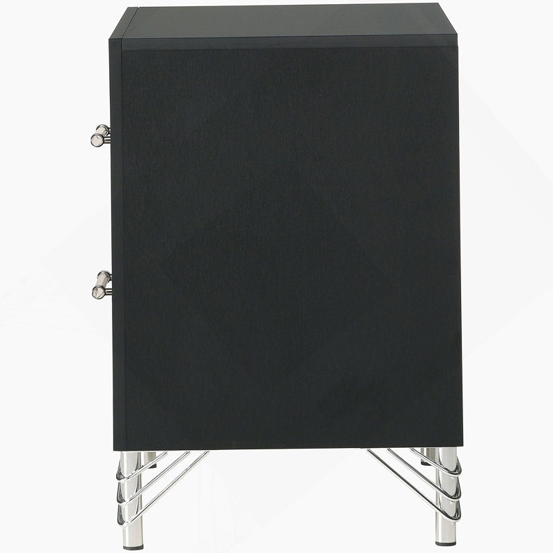 Black 2-Drawer Nightstand Bedside Table