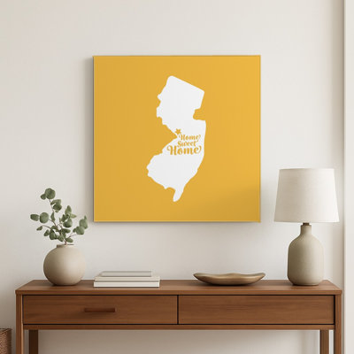 Home Sweet Toms River — New Jersey State Silhouette — Square Metal Wall Art