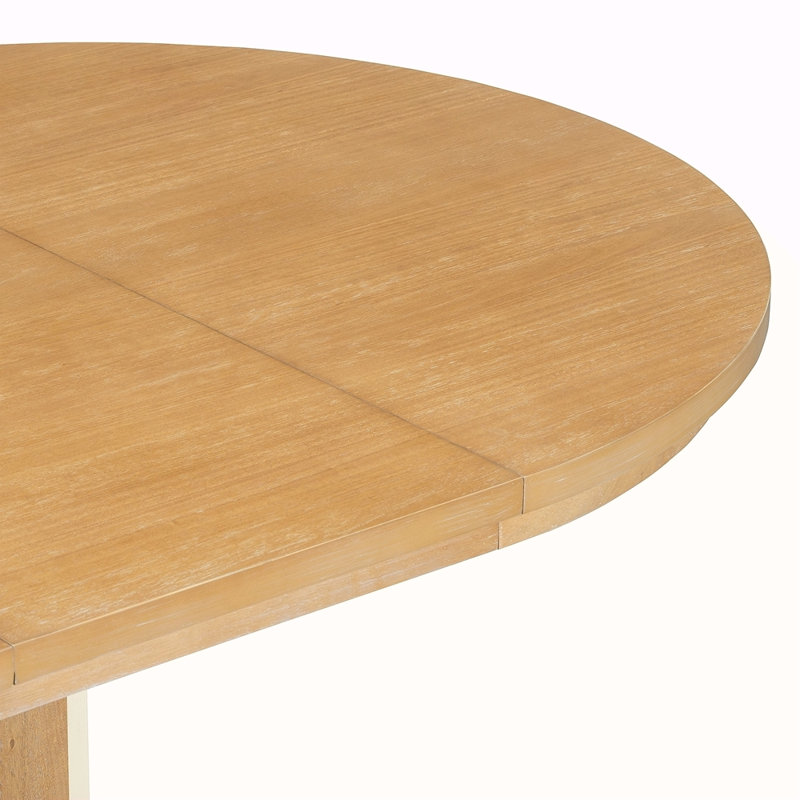 Table de salle à manger extensible avec rallonge centrale de 16 pouces, table de salle à manger ovale de 42 à 58 po pour 6 personnes, table de salle à manger ronde en bois massif rétro à double couche pour la cuisine et la salle à manger