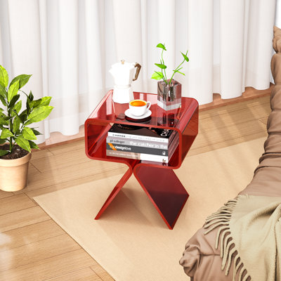 Betzabet Acrylic Side Table, Bedside Table Nightstand