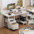 Computer Desk 47 in. with Power Outlets Gaming Desk with Drawer, 2 Monitor Stands, White/Rustic Brown-769535441-769535446