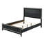 Grand lit à DEL noir et usé - construction synthétique robuste, capacité de poids de 660 lb, conception élégante avec éclairage intégré et garniture argentée