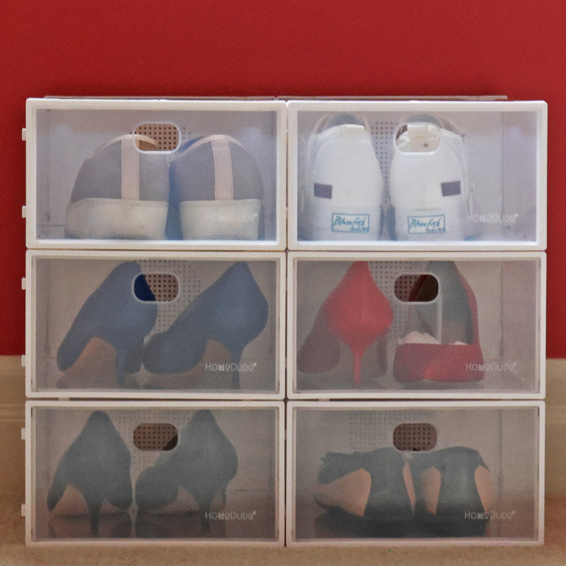Clear Stackable Shoe Storage Boxes - Set of 6